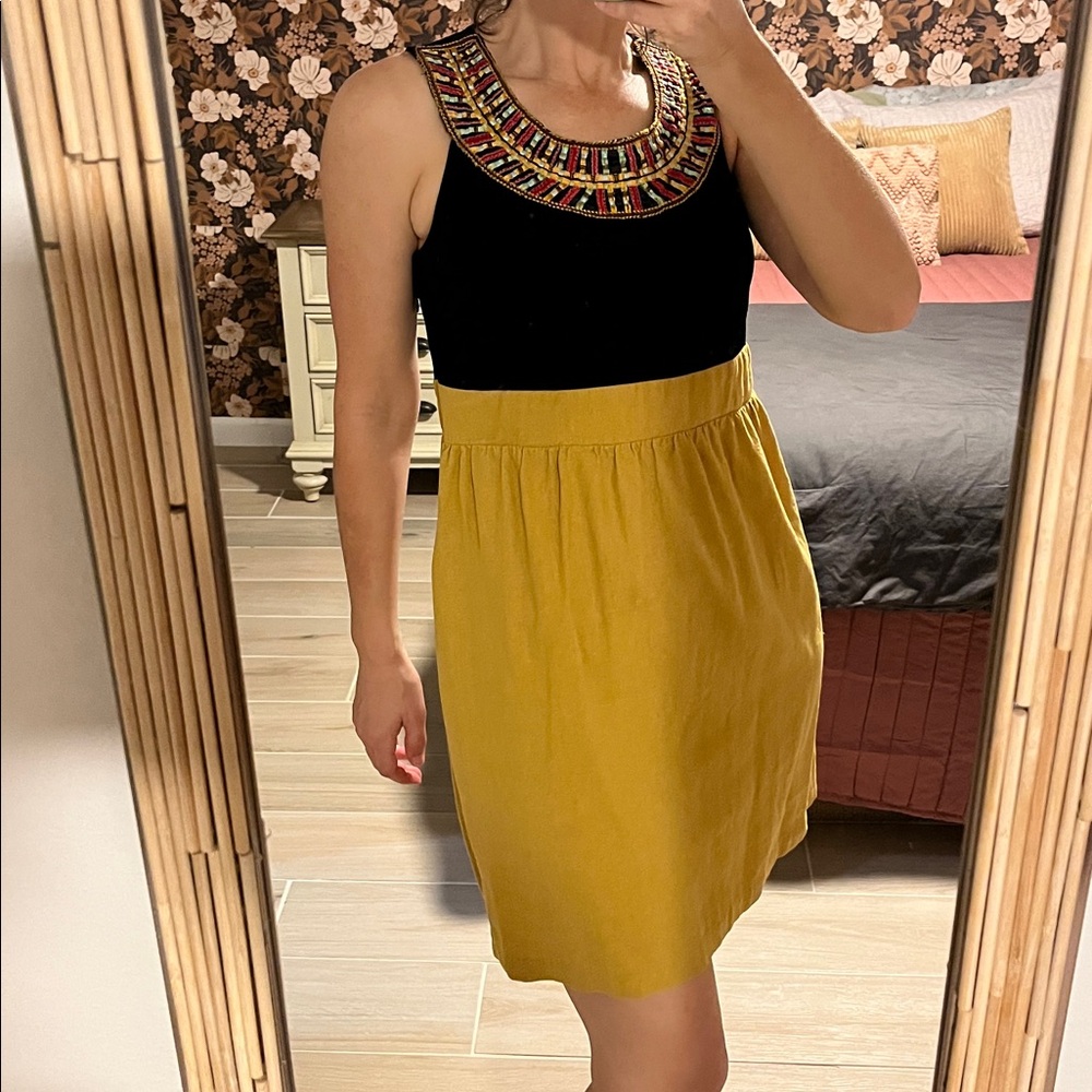 Tiana B. Black and Yellow Women’s Dress with Colorful Neckline